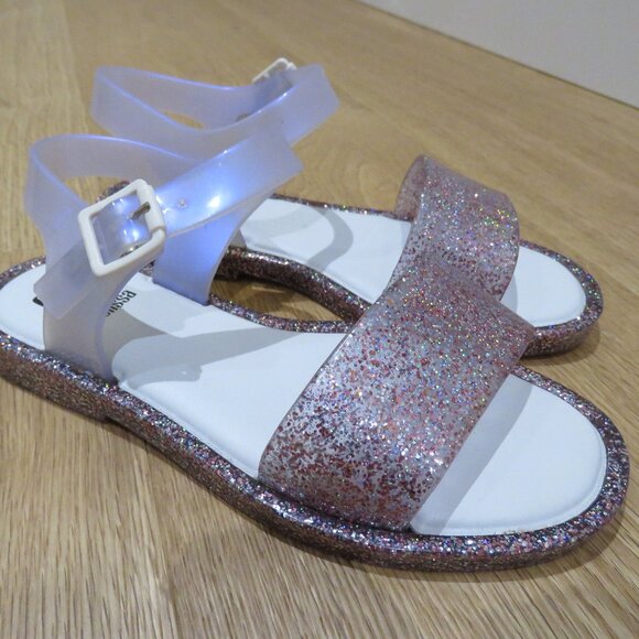 MINI MELISSA Mel Mar Pastel Pink Glitter Jelly Sandals - Girl's Size 9 - Picture 2 of 11